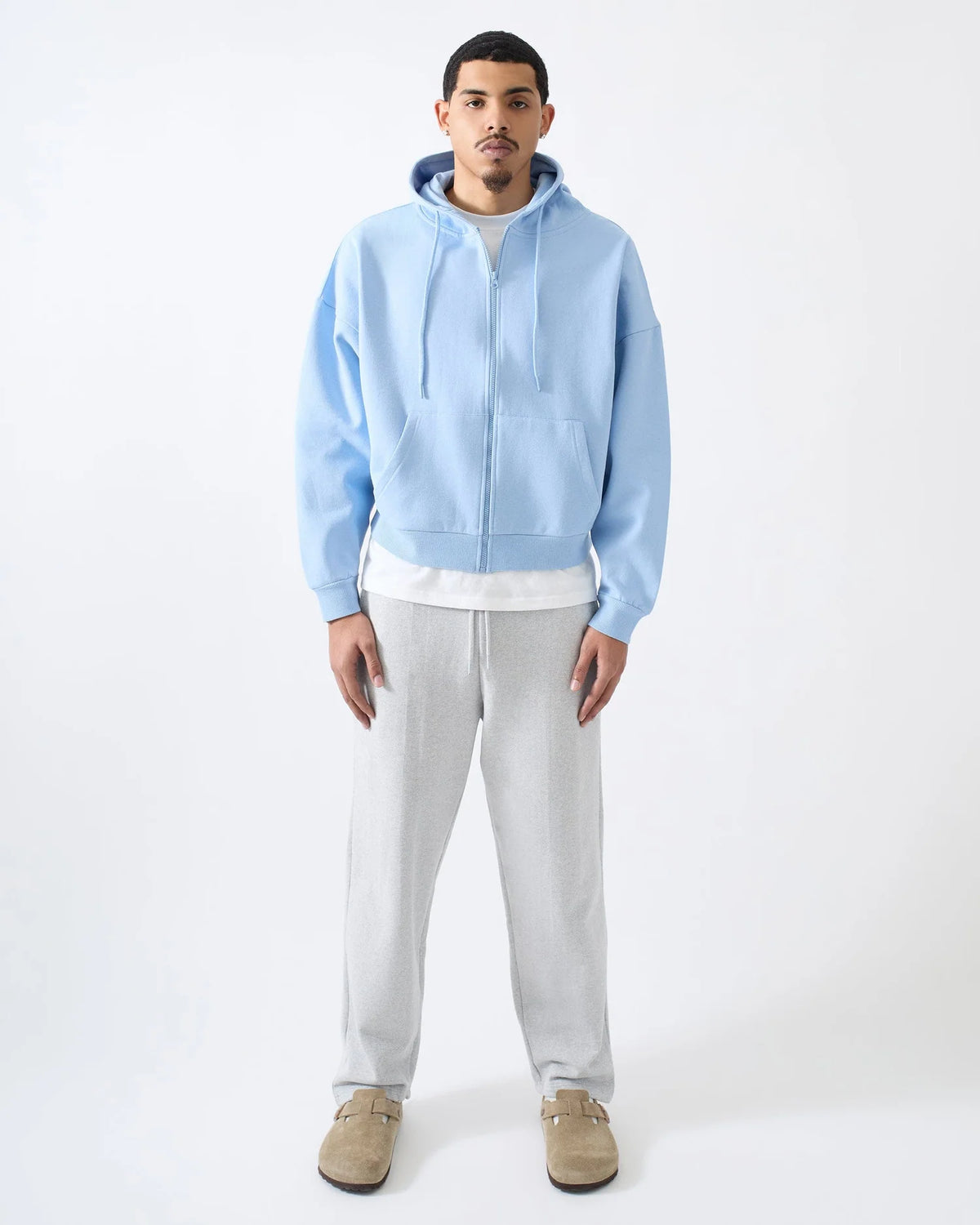 RAVENHOLT Men's Blue Essential Boxy Fit Zip-Up Hoodie
