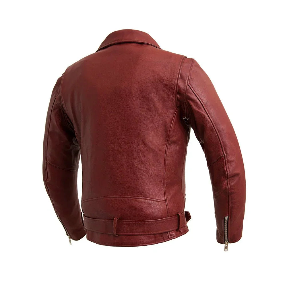 RAVENHOLT Men's Black Leather Motorcycle Jacket