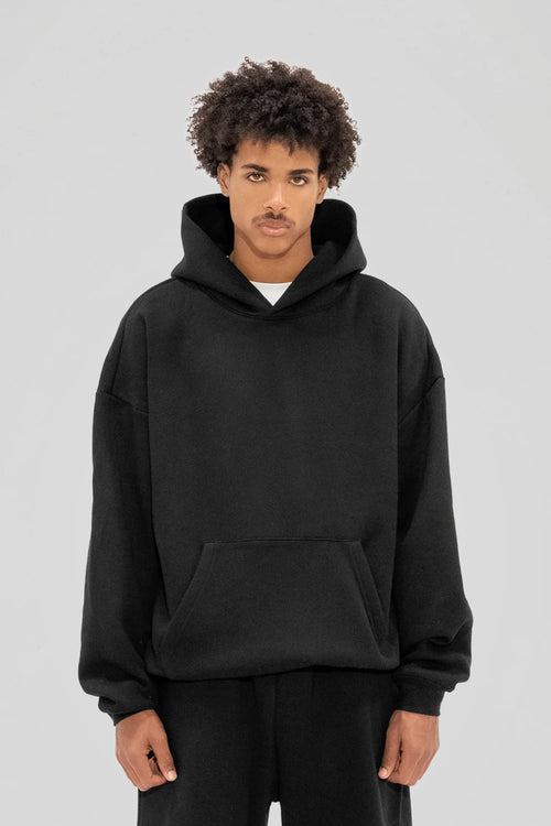 RAVENHOLT Men's Black 350 GSM Fleece Hoodie