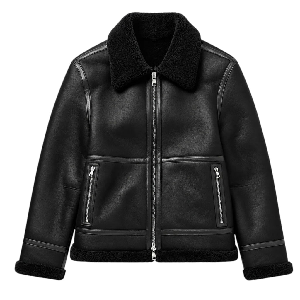 RAVENHOLT Men's Shearling Aviator Jacket