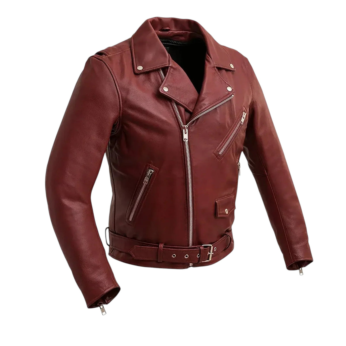 RAVENHOLT Men's Black Leather Motorcycle Jacket