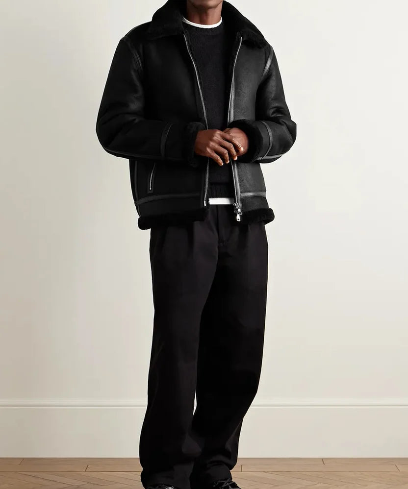 RAVENHOLT Men's Shearling Aviator Jacket