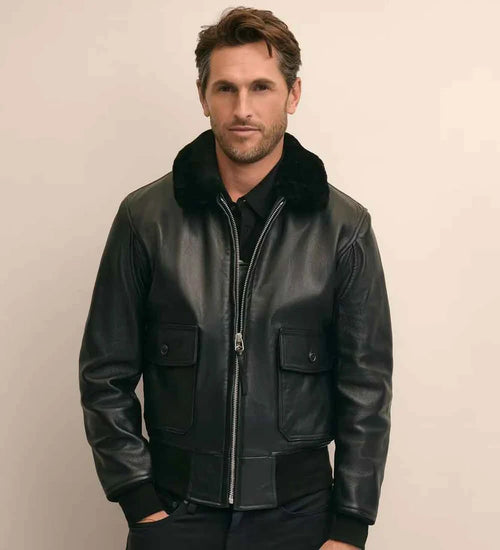 RAVENHOLT Men's Big and Tall Leather Bomber Jacket