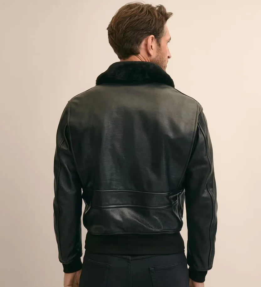 RAVENHOLT Men's Big and Tall Leather Bomber Jacket