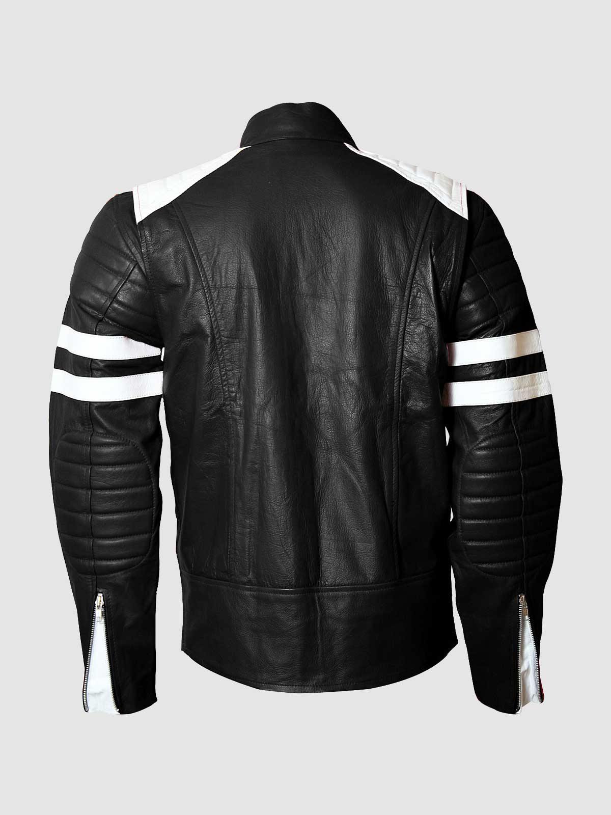 RAVENHOLT Men's Black and White Leather Jacket